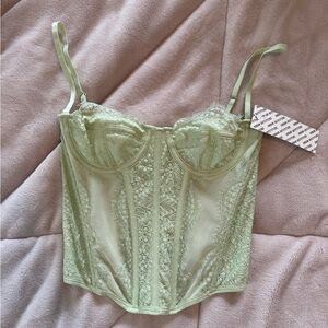 Urban Outfitters Pale Green Lace Bustier Tank Top